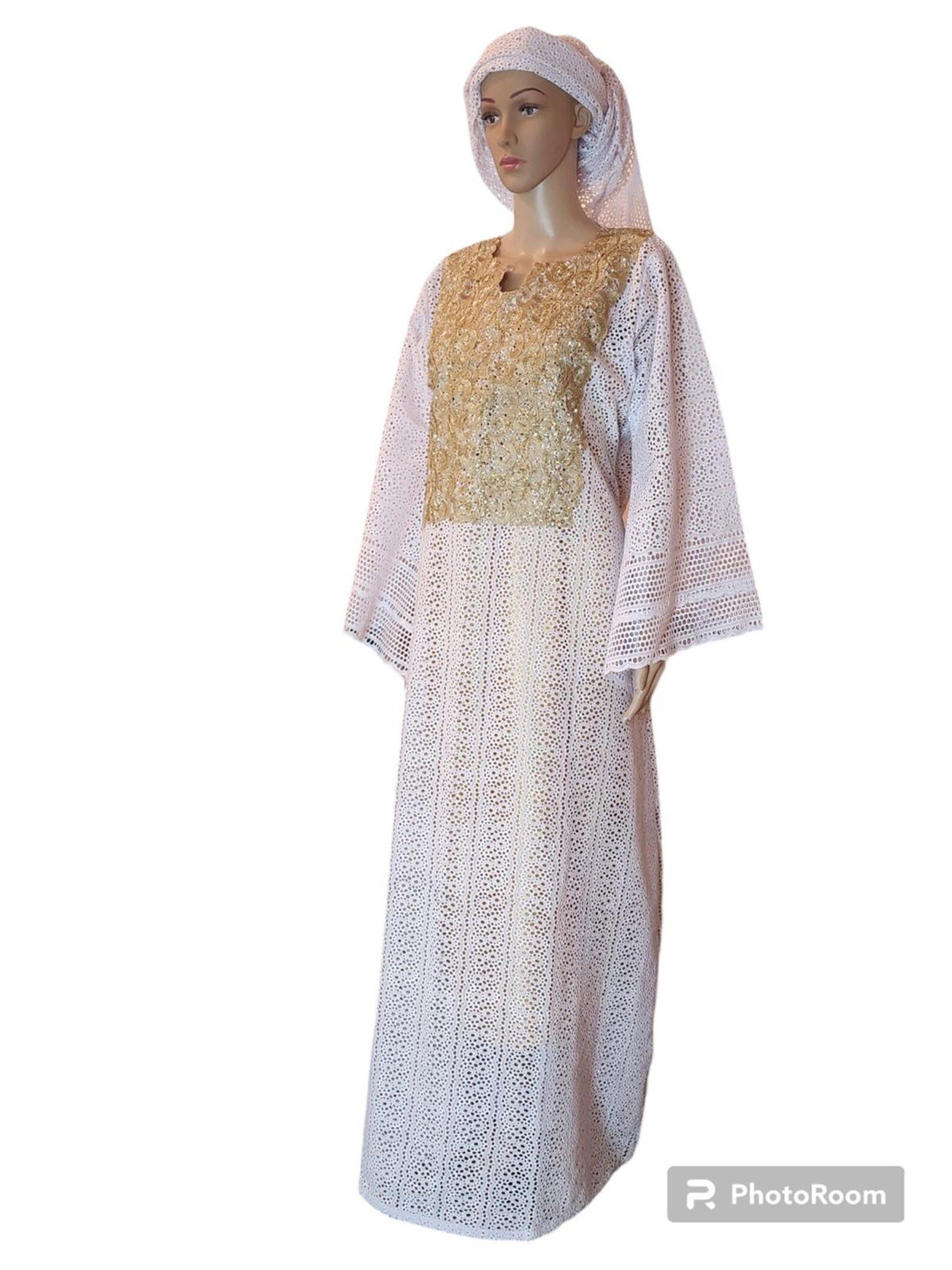 Gold Lace Embroidered African Dress