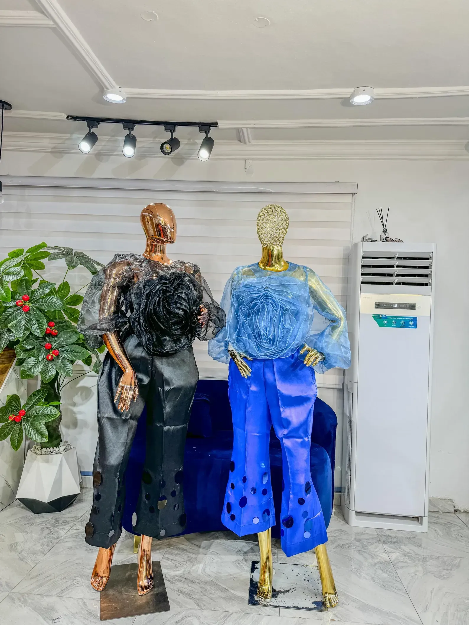 Fluffy Sparkling Satin Blouse and Pants freestyle - Multi Colors