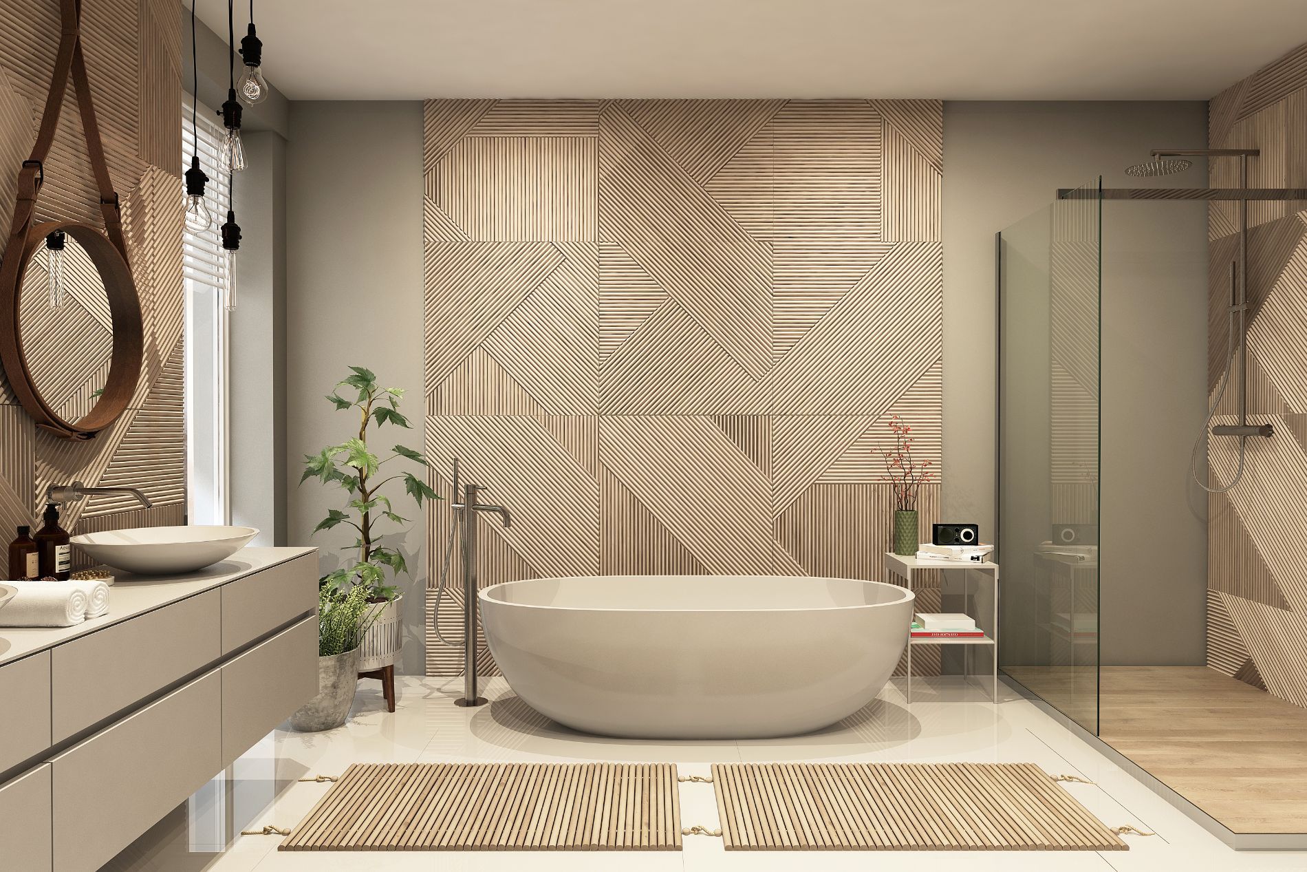 Bathroom with a tub and shower