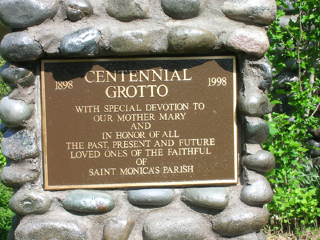 Bronze plaque on a stone pillar,