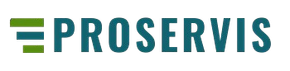 Un logotipo para una empresa llamada Proservis sobre un fondo blanco.