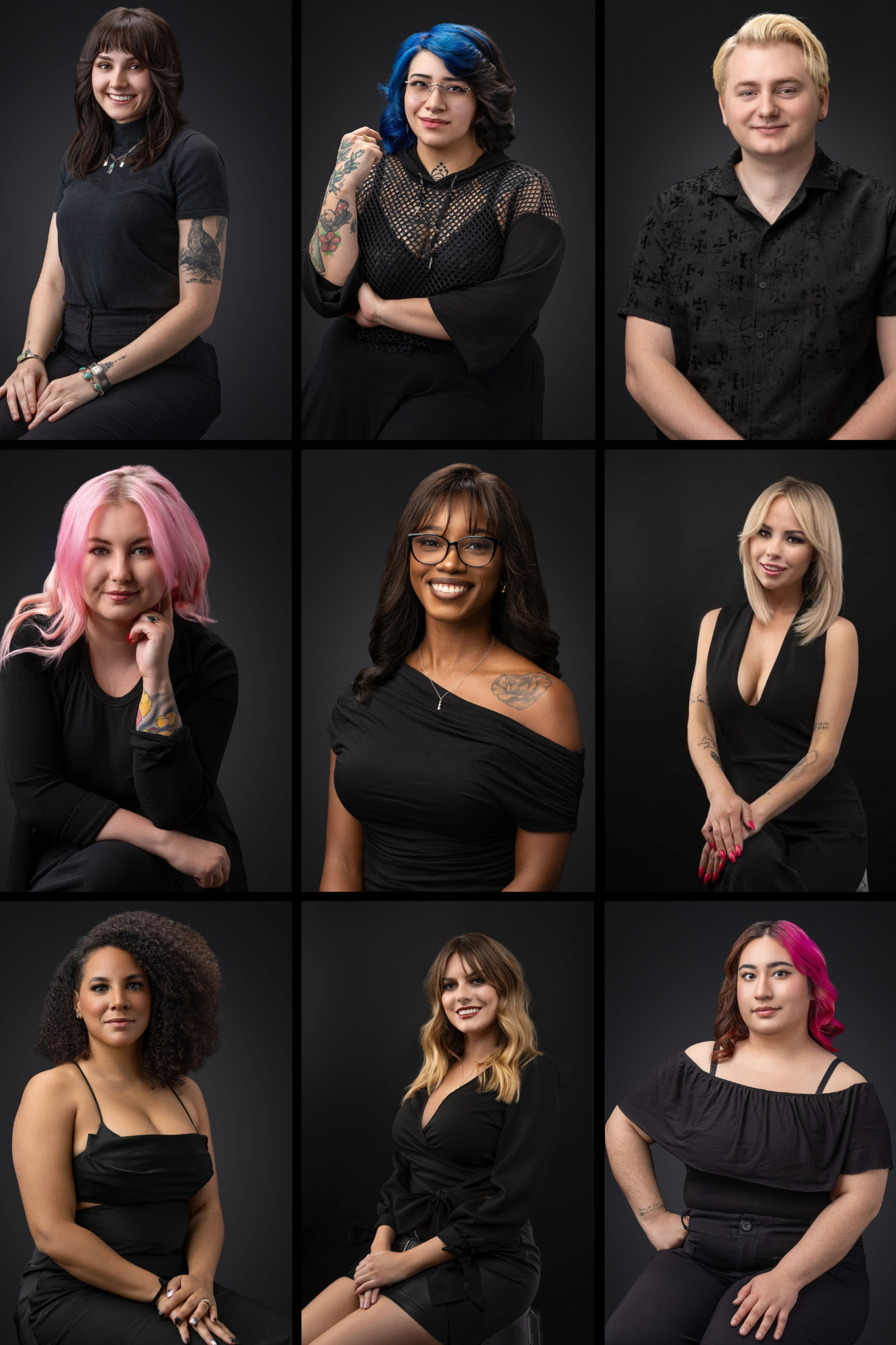 Four women are sitting next to each other in front of a best of vegas logo.