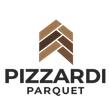 Logo PIZZARDI PARQUET con un motivo geometrico in legno marrone su sfondo bianco