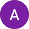 A letra a está dentro de um círculo roxo em um fundo branco.