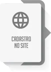 Um papel branco com um ícone de globo e as palavras cadastro no site escritas nele.