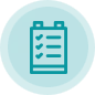 Um ícone azul de uma lista de verificação em um círculo.