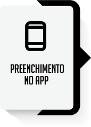 Um adesivo branco com um ícone de celular e as palavras preenchimento no app.