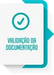 Uma marca de verificação em um círculo com as palavras validação da documentacao escritas nele.