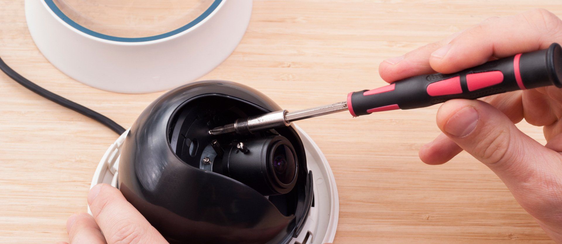 Security camera being repaired