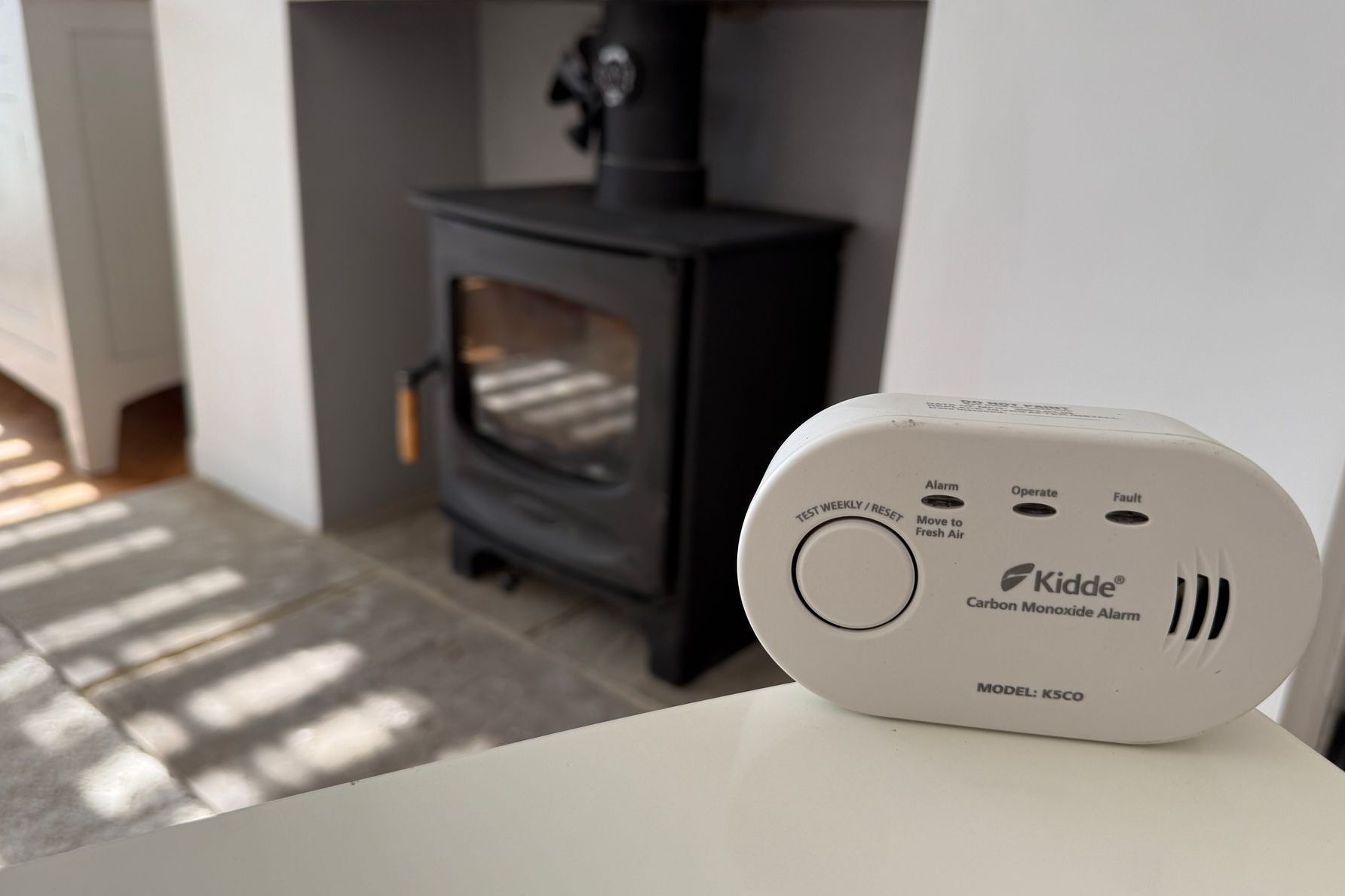 CO detector by fire