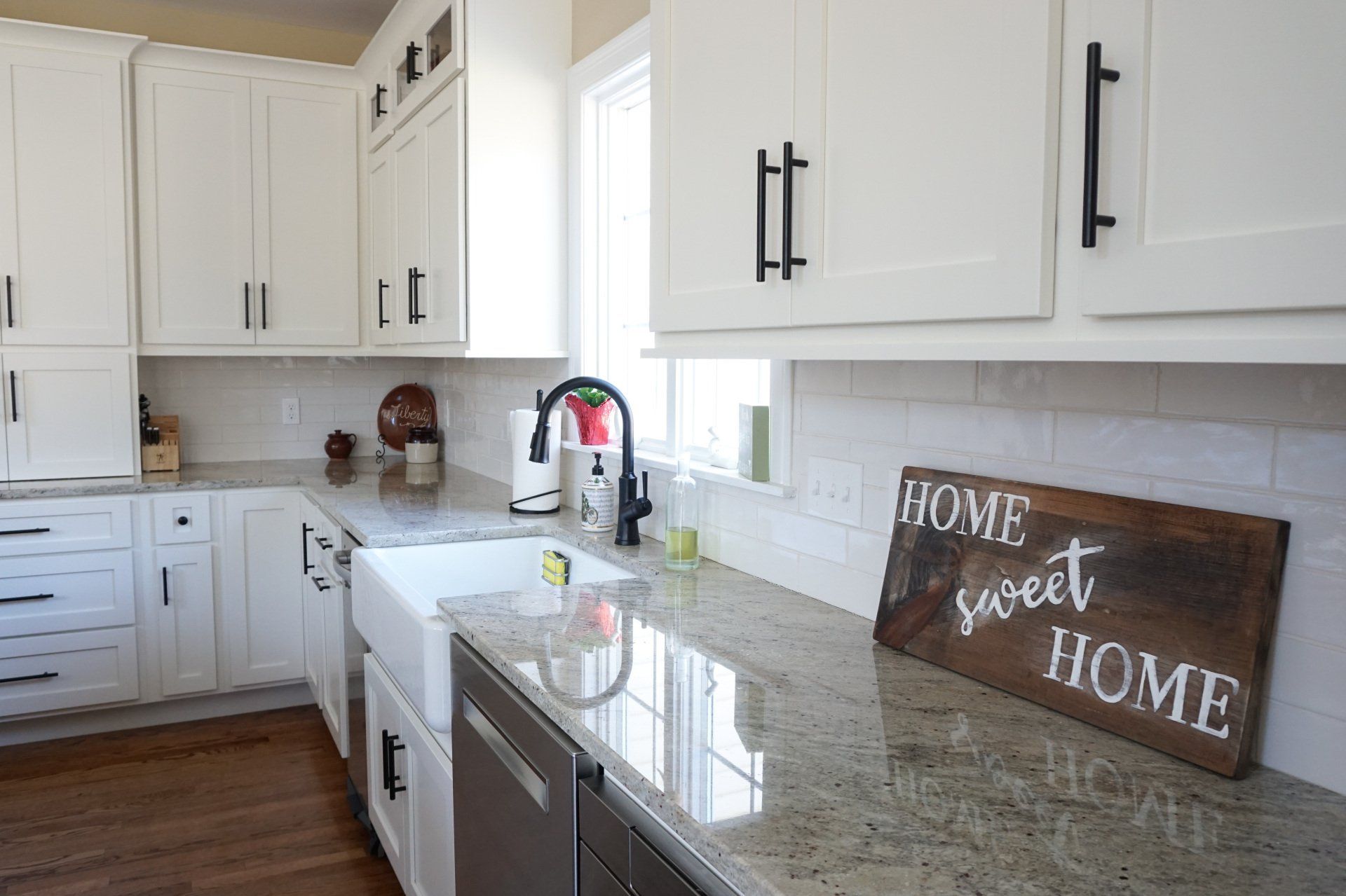 new kitchen renovation by Kitchens by Chapdelaine - new marble countertops,