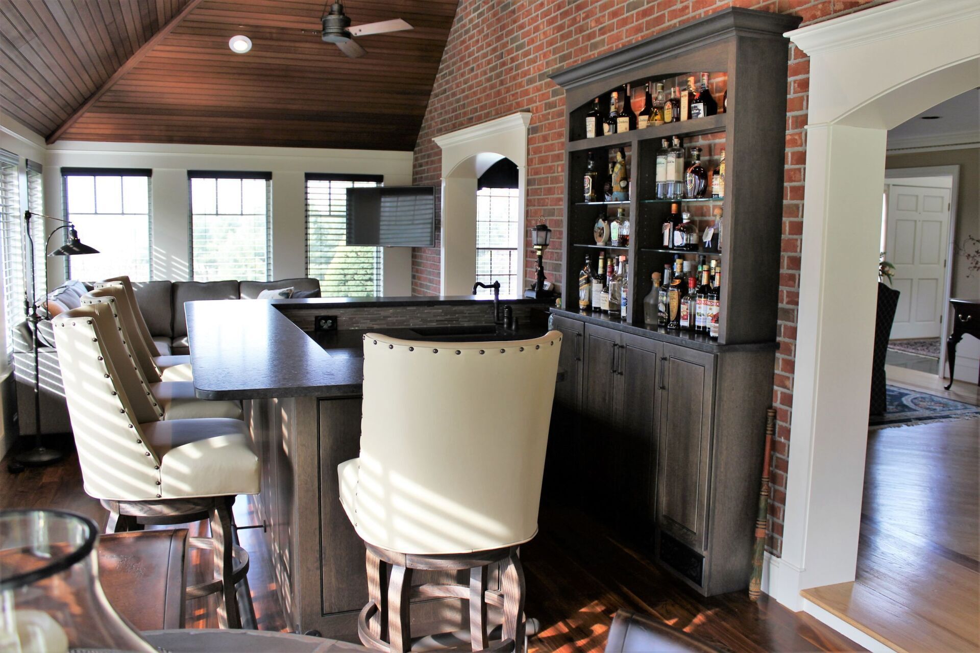 Home addition by Chapdelaine builders in Western MA - room with bar