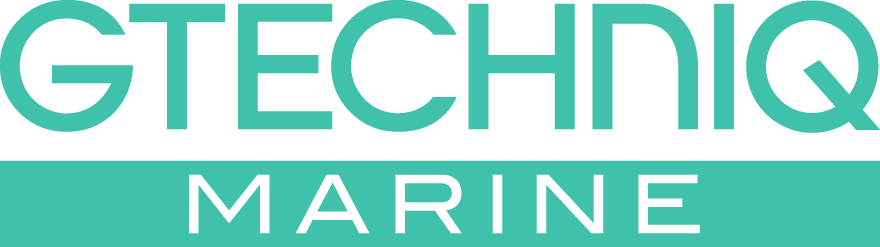 GTECHNIQ MARINE logo in teal and white on a transparent background