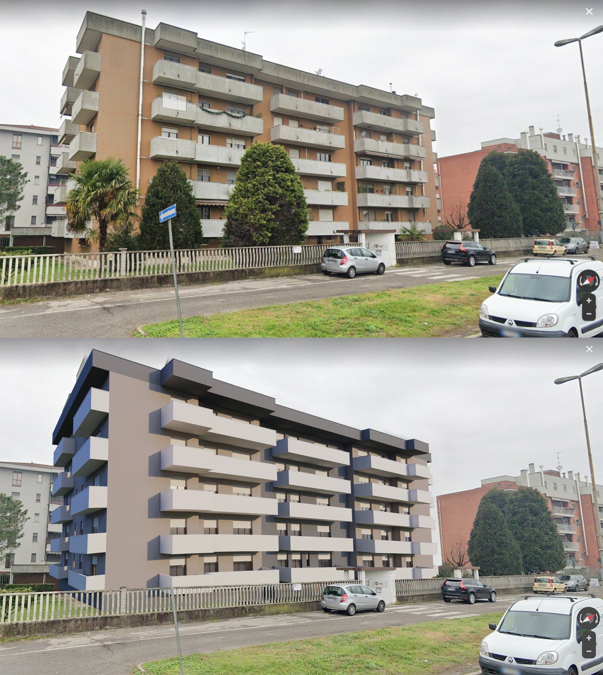 Edificio residenziale oggetto di intervento architettonico
