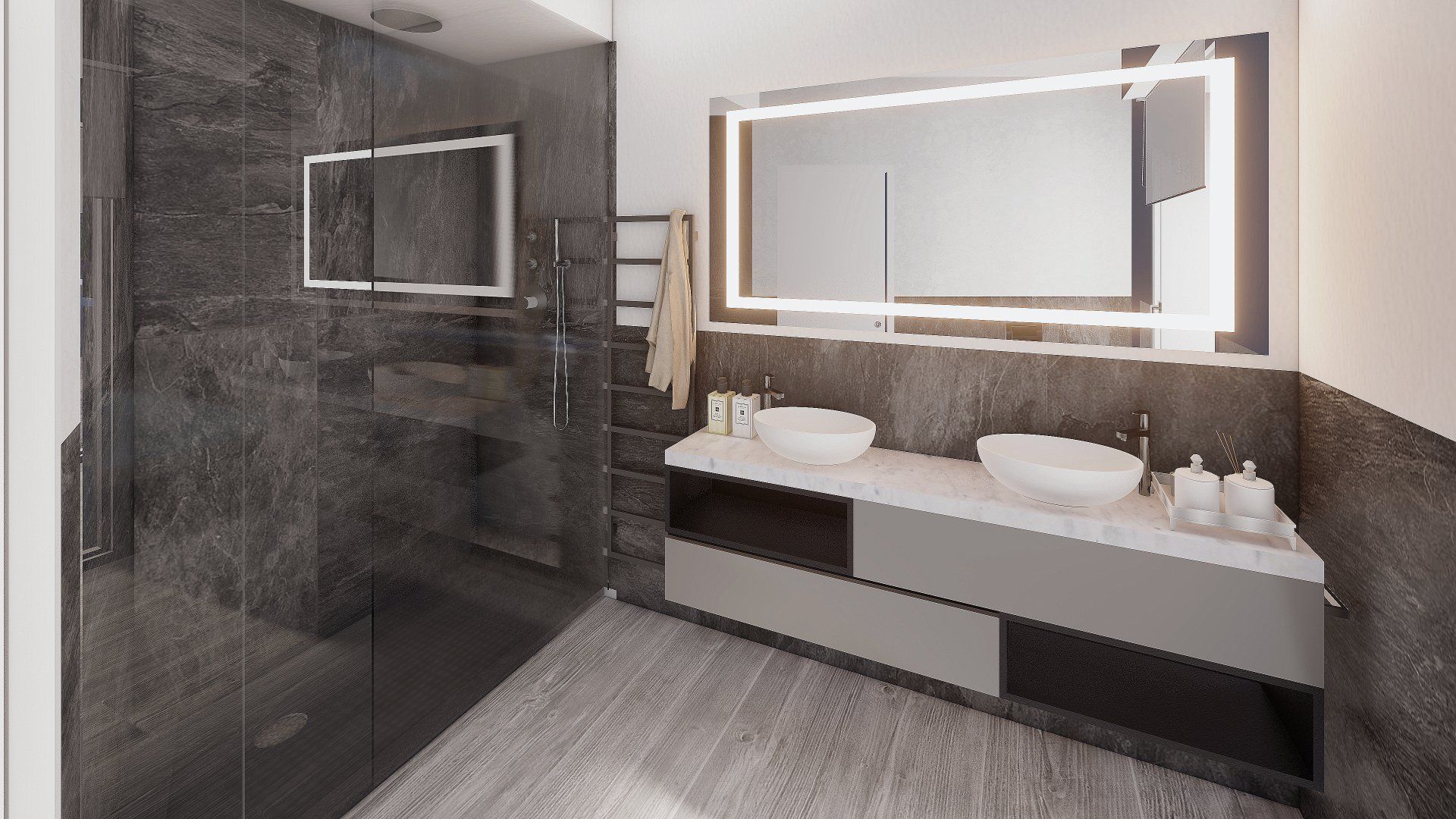 Progettazione bagno di un attico