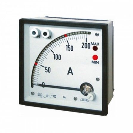 Analog electrical meter with a 0–200 amp scale used to measure electric current.