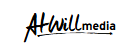 AtWillmedia logo in black script on a white background