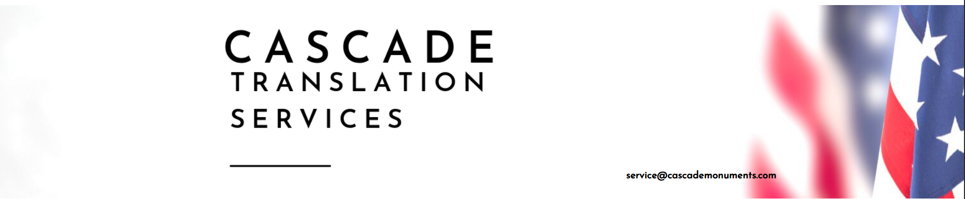 Cascade Translation Services logo on a white background with a red and blue flag graphic.