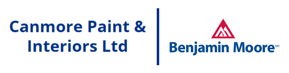 Canmore Paint & Interiors Ltd and Benjamin Moore logos separated by a vertical line