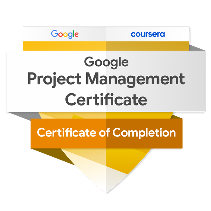 A google project management certificate that is a certificate of completion
