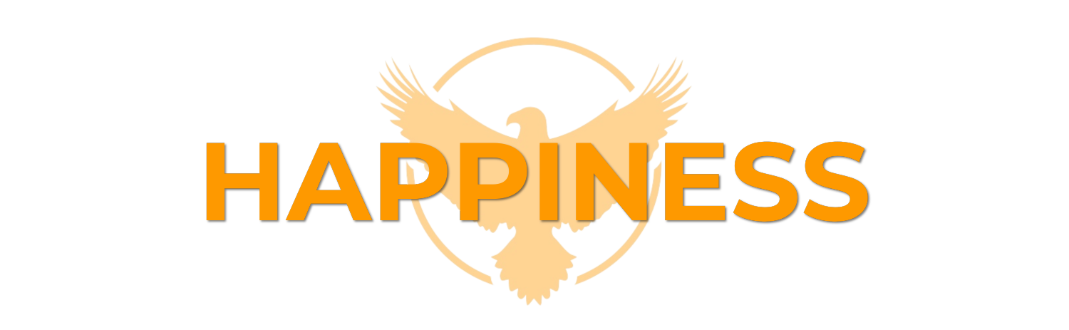 A logo for happiness with a bird in the middle.