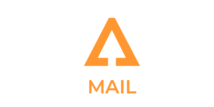 A black and orange logo for map mail