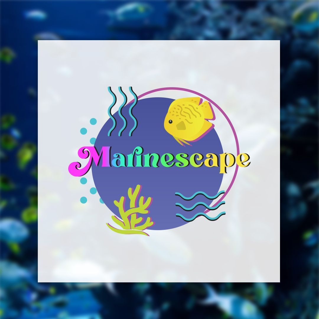 A logo for marinescape with a fish in a circle