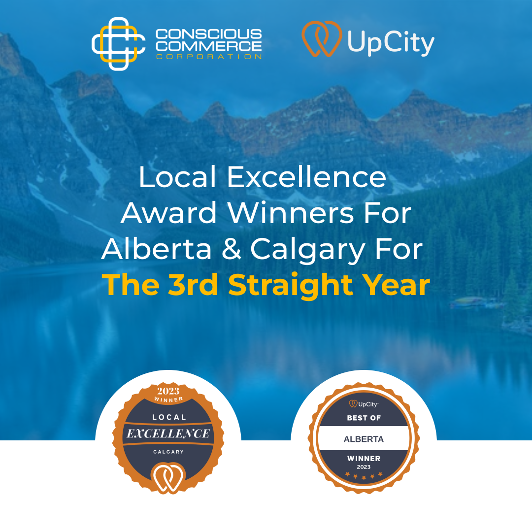 An advertisement for local excellence award winners for alberta and calgary for the 3rd straight year