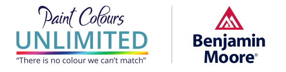 Paint Colours Unlimited and Benjamin Moore logos side by side on a white background