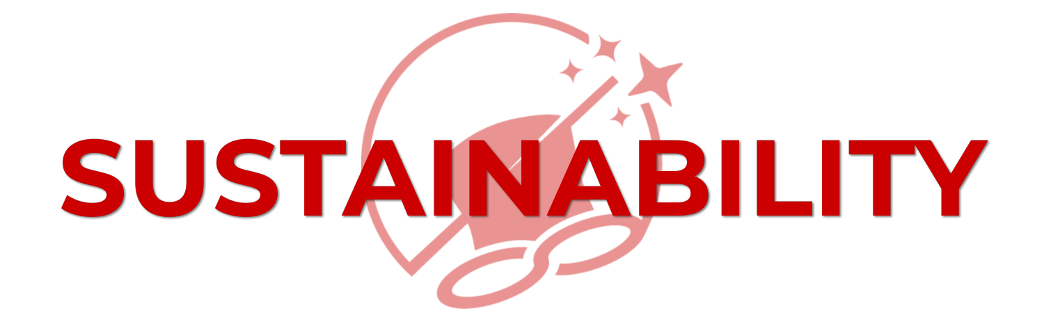 A logo for sustainability with a heart and stars on a white background.