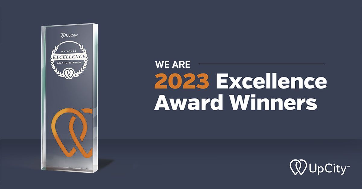 A trophy that says we are 2023 excellence award winners