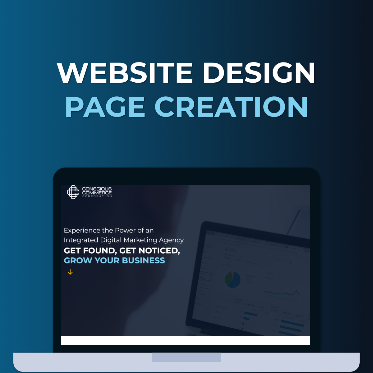 Laptop displaying a website, ad reads 