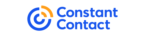 The constant contact logo is blue and orange on a white background.