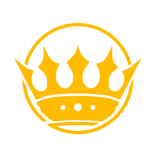 Yellow crown emblem inside a circle on a white background