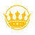 Yellow crown emblem inside a circle on a white background