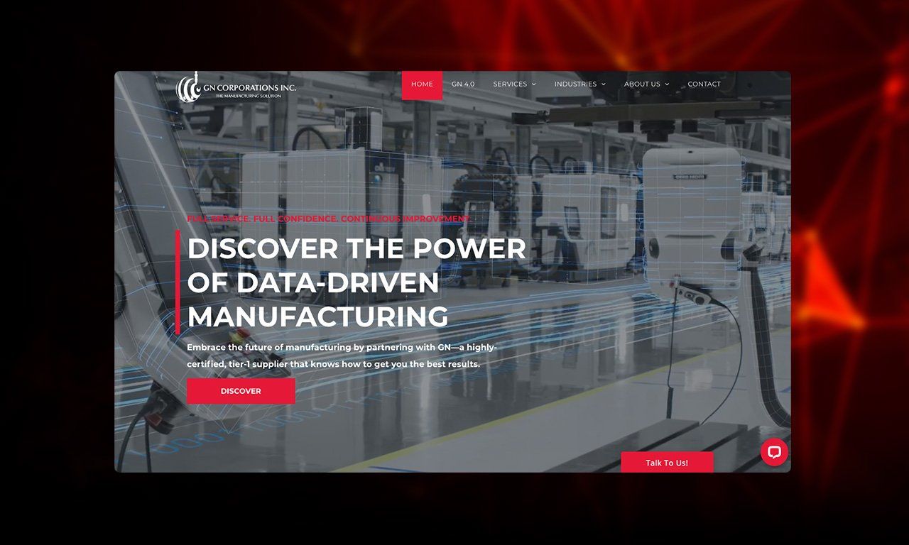 A screenshot of a website for a company called discover the power of data driven manufacturing.