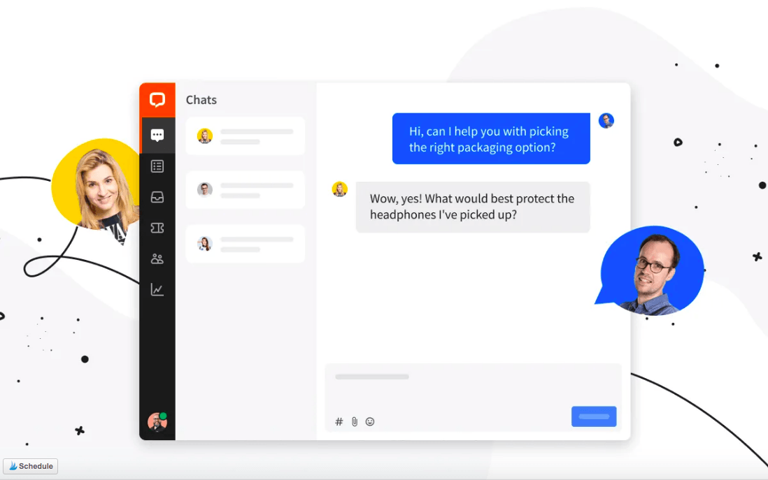 A man and a woman are talking on a computer screen.