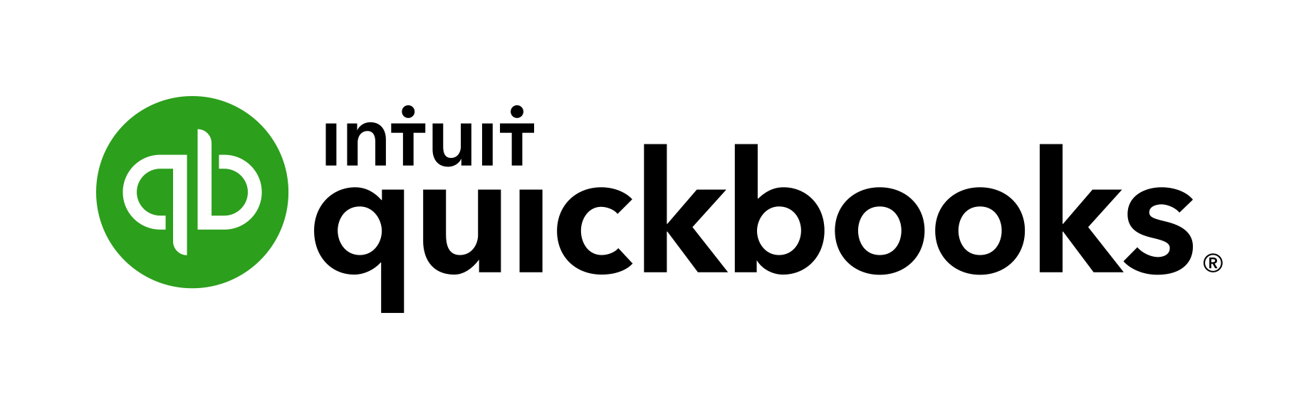The logo for qb quickbooks is shown on a white background.