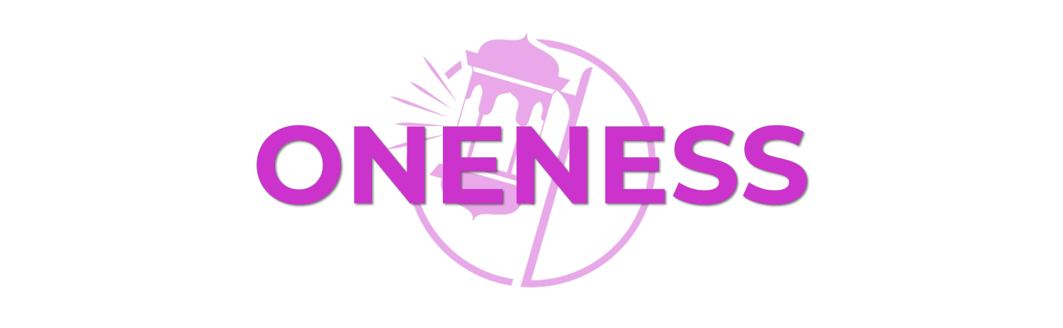 The word oneness is written in purple on a white background.