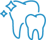 a blue line drawing of a tooth with a diamond on it .