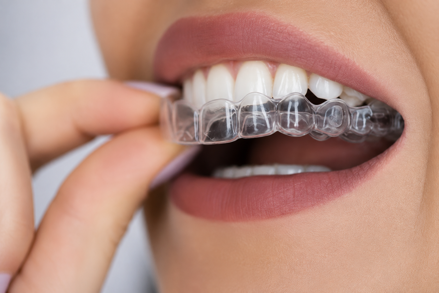Close-up of clear aligners at Robert A. Lantzy DMD, Clear Aligner Therapy in Newtown, PA