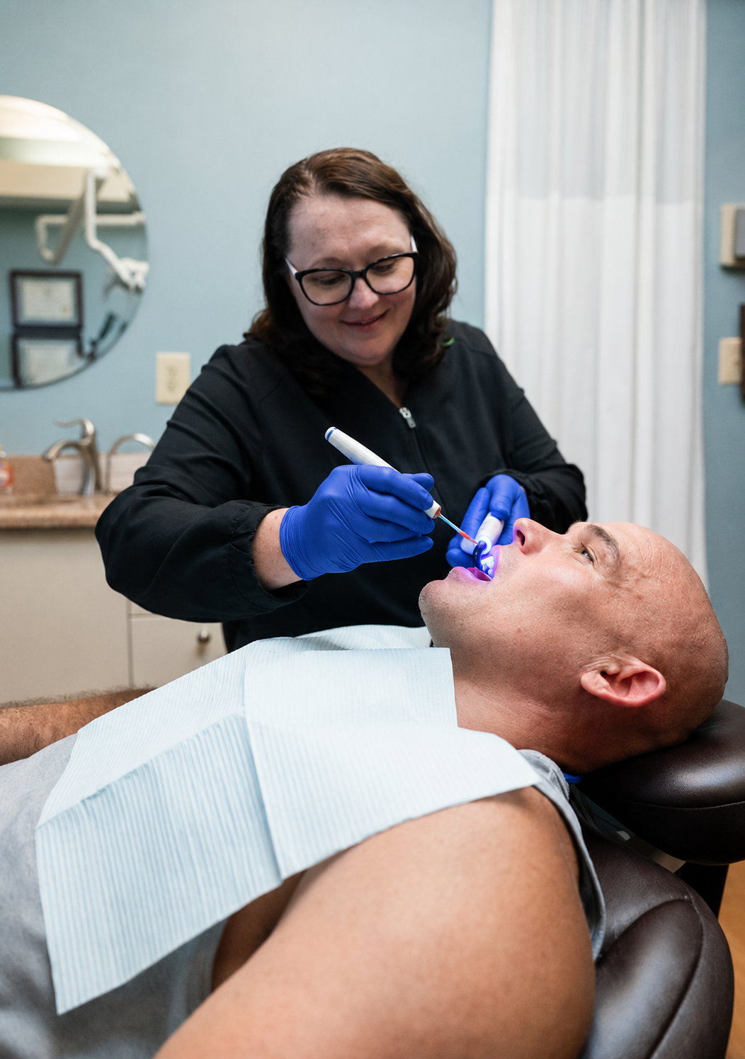 Patient receiving full mouth restoration at Robert A. Lantzy DMD, Full Mouth Restoration & New Teeth in a Day in Newtown, PA
