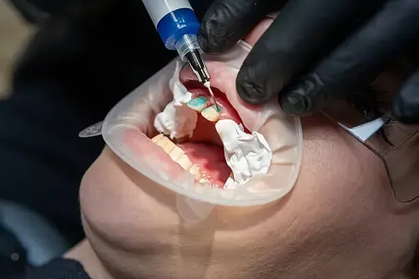 Dentist applying composite resin at Robert A. Lantzy DMD, Cosmetic Bonding in Newtown, PA