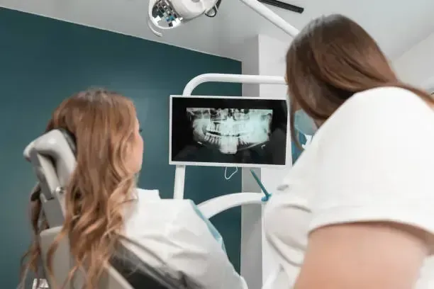 Patient reviewing dental scans at Robert A. Lantzy DMD, Oral Appliance Therapy in Newtown, PA