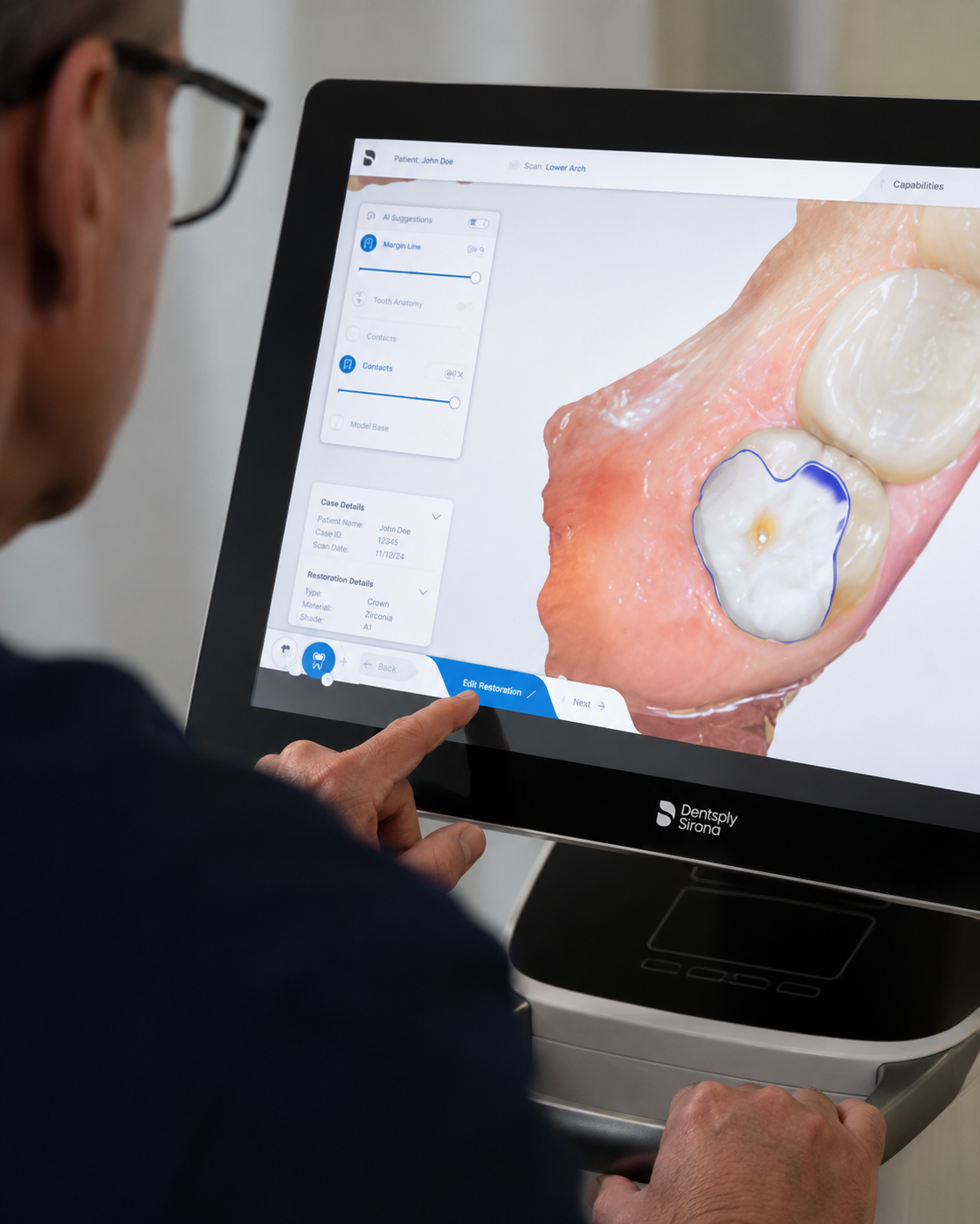 Digital CEREC crown design at Robert A. Lantzy DMD, Same-Day Crowns & Onlays in Newtown, PA