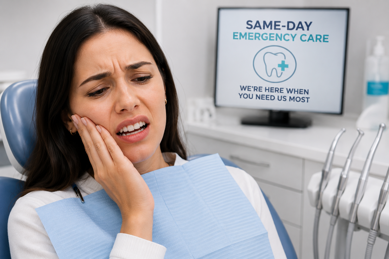 Patient with a dental emergency at Robert A. Lantzy DMD, Same-Day Emergency Care in Newtown, PA