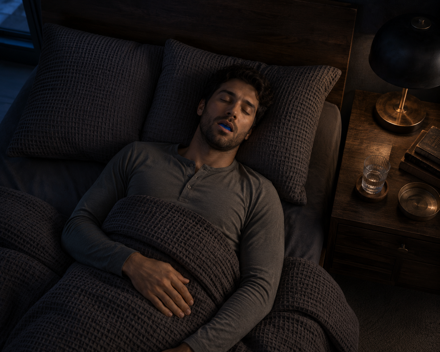 Person sleeping with sleep apnea symptoms at Robert A. Lantzy DMD, Sleep Apnea Treatment in Newtown, PA