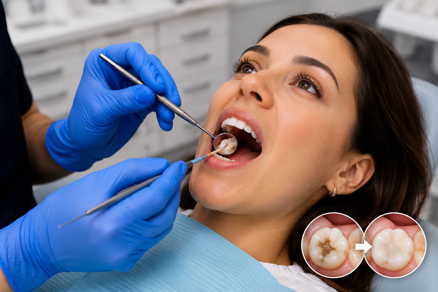 Patient receiving a tooth-colored filling at Robert A. Lantzy DMD, Tooth-Colored Fillings & Cavities in Newtown, PA