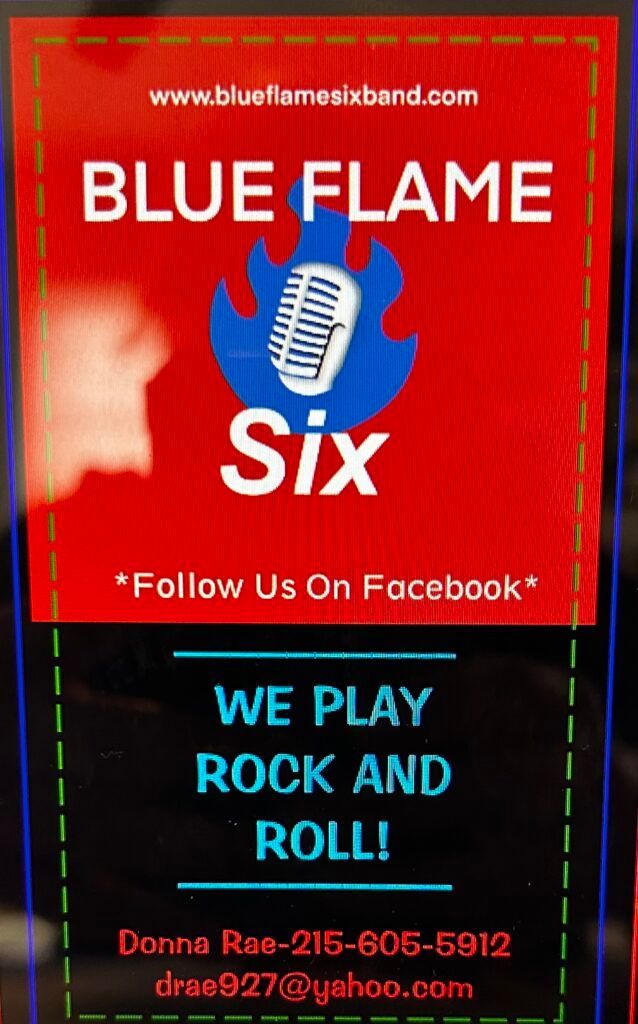 Blue Flame Six music poster with microphone logo at Robert A. Lantzy, DMD, LCC  in Newtown, PA