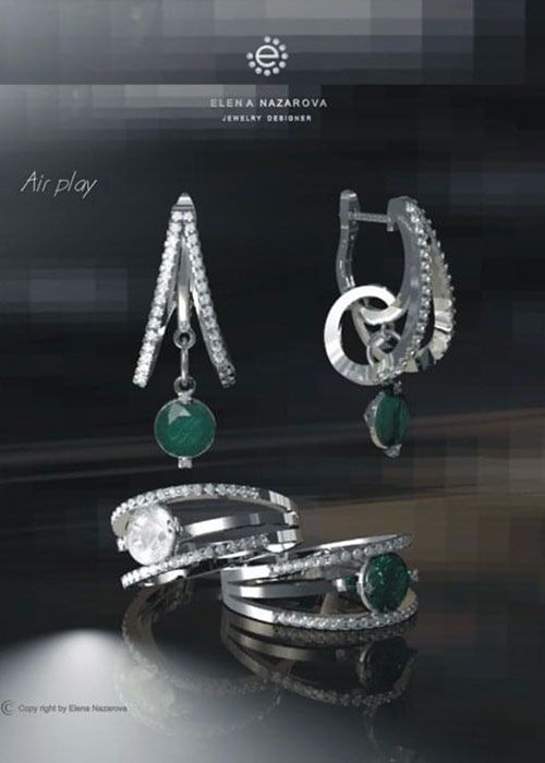 Silver Diamond Earrings and Rings With Green Gemstones at Robert A. Lantzy, DMD, LCC in Newtown, PA